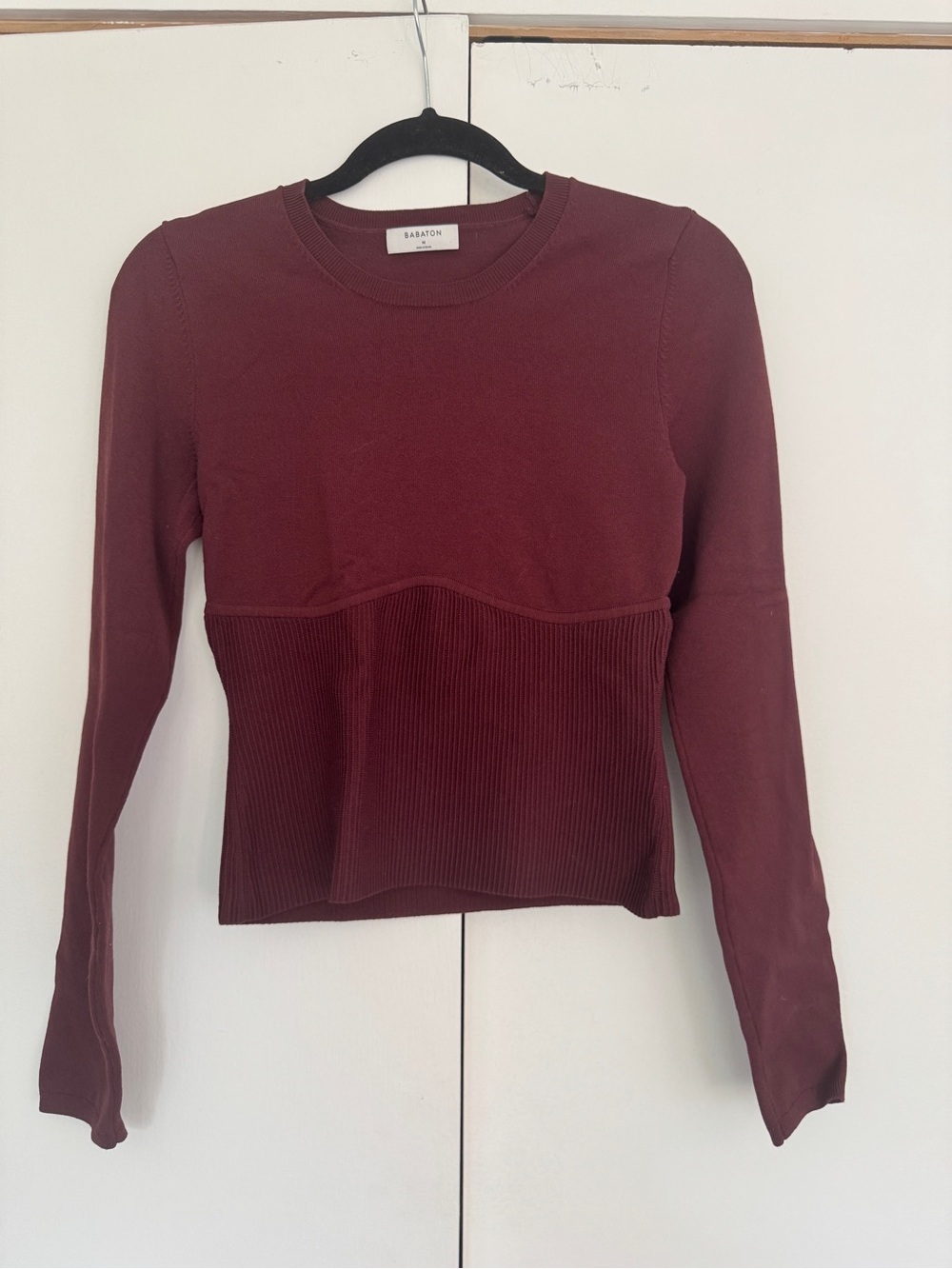 Babaton Long-Sleeve Ribbed Ponte Top